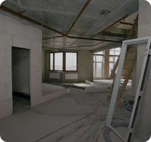 Черновой ремонт помещения  (пол, стены, потолок)